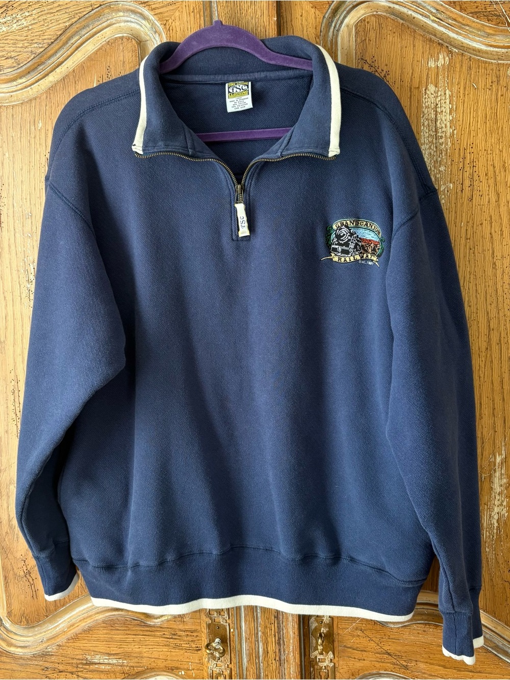 Vtg Grand Canyon Railway Quarter Zip Sweatshirt Blue L Gorpcore TSC Train